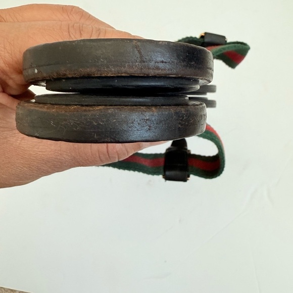 Gucci Black Red Green Leather Fabric GG web Thong flat sandals EU 39.5 - Picture 6 of 11